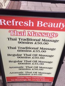 Refresh Beauty Scarborough Thai Massage Prices List